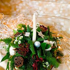 Florist Choice Christmas Candle Arrangement White